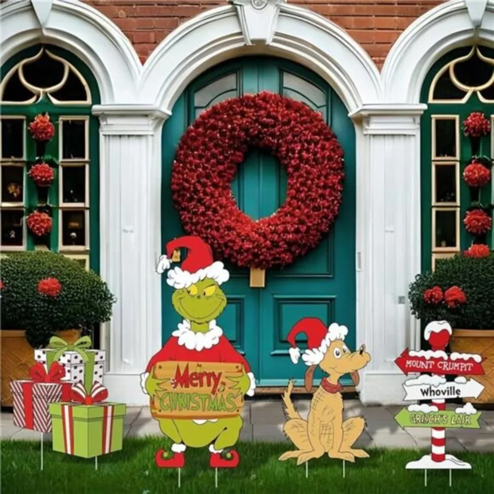 4 Pcs Christmas Yard Signs Stakes Outdoor Decorations  Large‎ Decorations Signs
